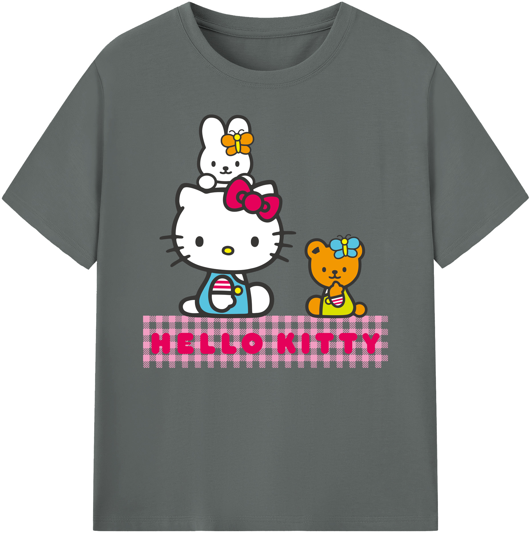 （画像用） Hello Kitty ハローキティ 綿100％ メンズ半袖Tシャツ｜肌触りやわらか＆通気性